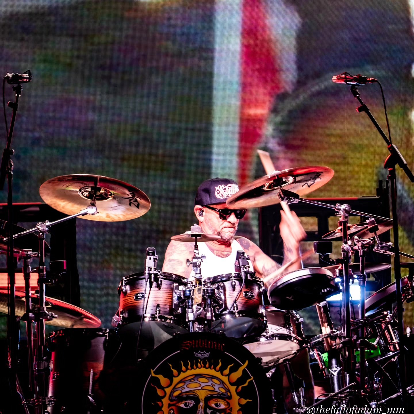 Sublime drummer playing at the kit.