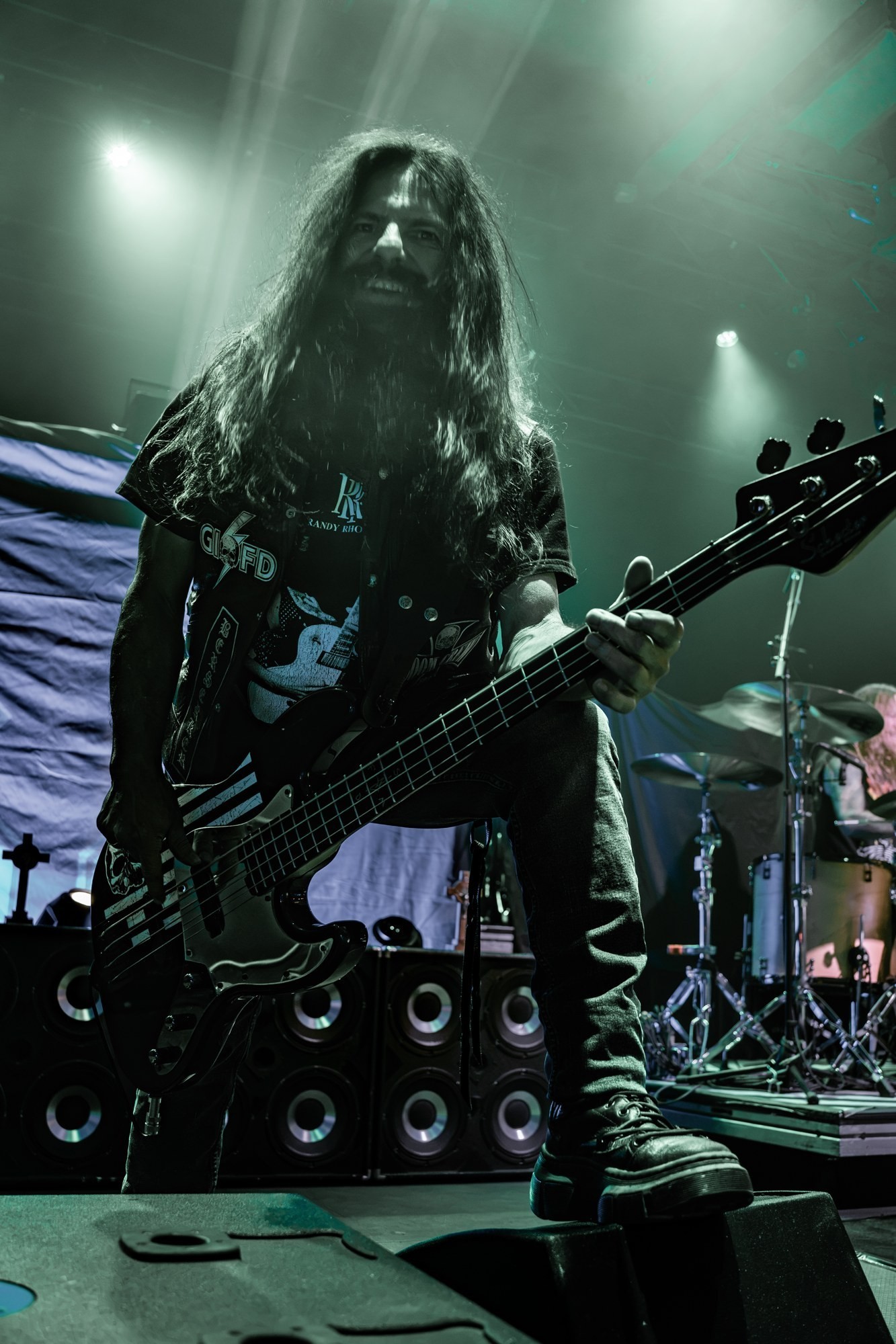 Zakk Sabbath bassist performing in front of amplifiers at The Ritz.